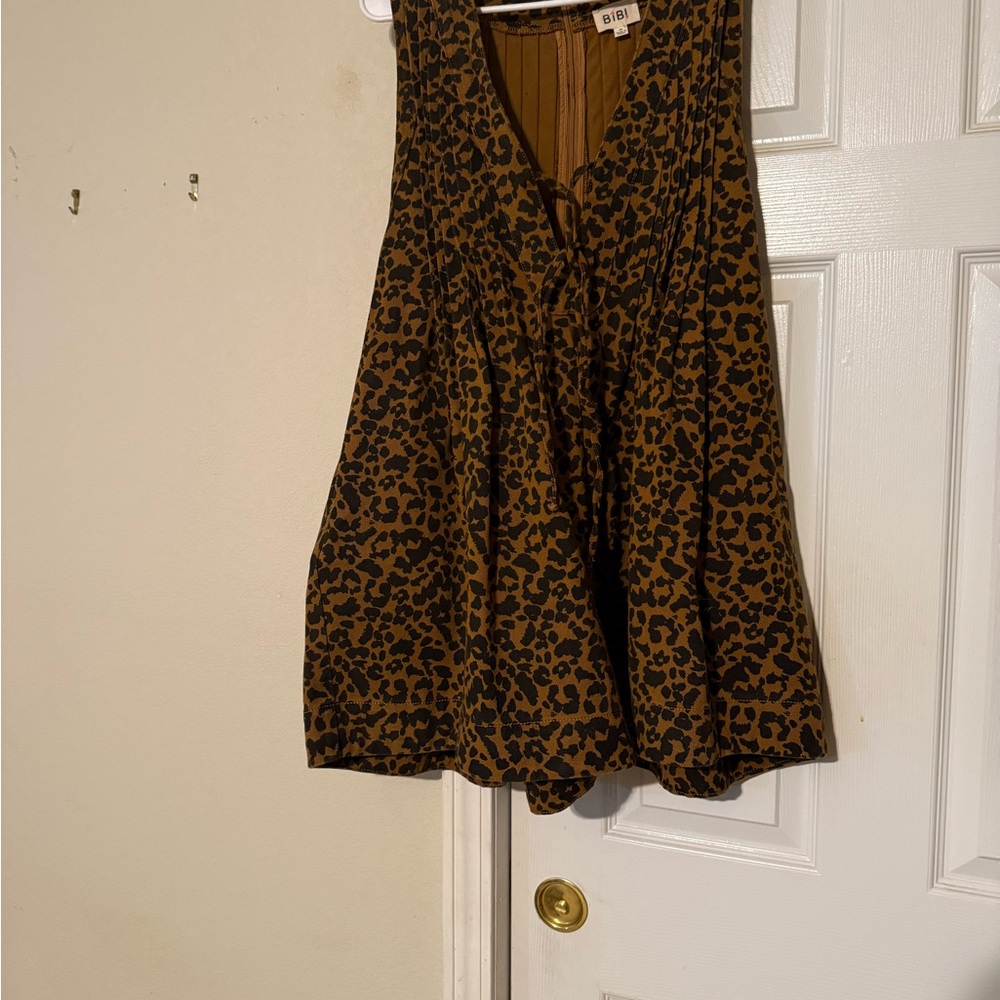 BiBi Women's Sleeveless Leopard romper - Black and Brown